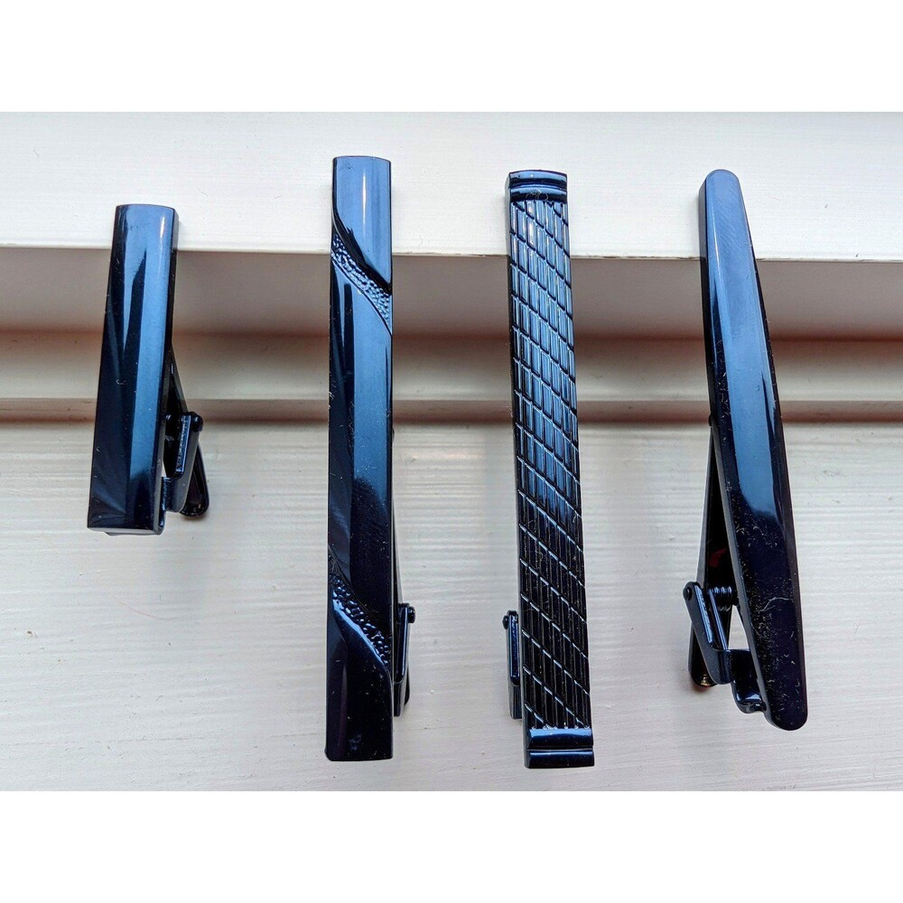 Set of 4 Metal Blue Tieclips NEW